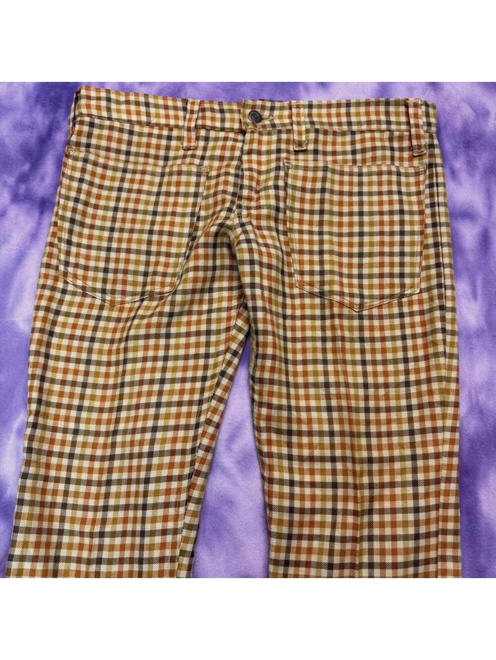 Vtg 70s levis plaid crop kick flare pants